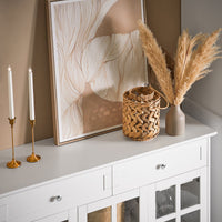 Mobile Da Cucina Isola Cucina Con Anta In Vetro Credenza Buffet Bianco119x40x90cm FSB77-W