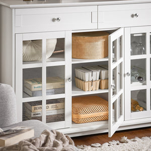 Mobile Da Cucina Isola Cucina Con Anta In Vetro Credenza Buffet Bianco119x40x90cm FSB77-W