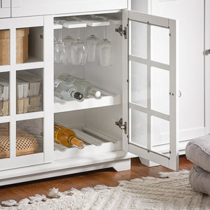 Mobile Da Cucina Isola Cucina Con Anta In Vetro Credenza Buffet Bianco119x40x90cm FSB77-W