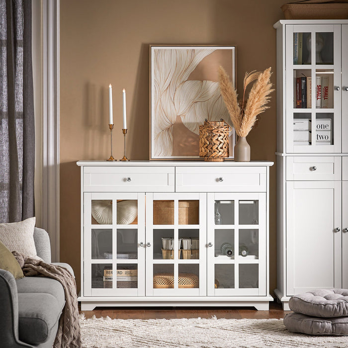 Mobile Da Cucina Isola Cucina Con Anta In Vetro Credenza Buffet Bianco119x40x90cm FSB77-W