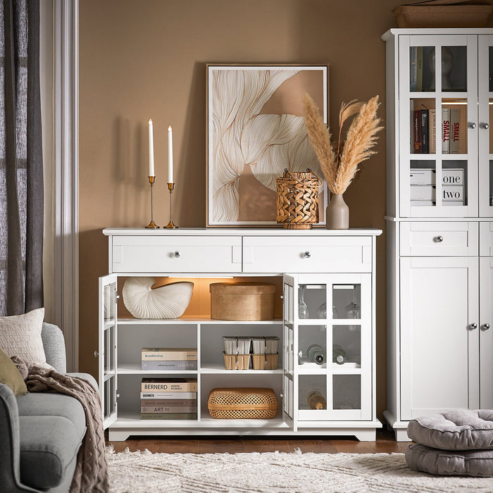 Mobile Da Cucina Isola Cucina Con Anta In Vetro Credenza Buffet Bianco119x40x90cm FSB77-W