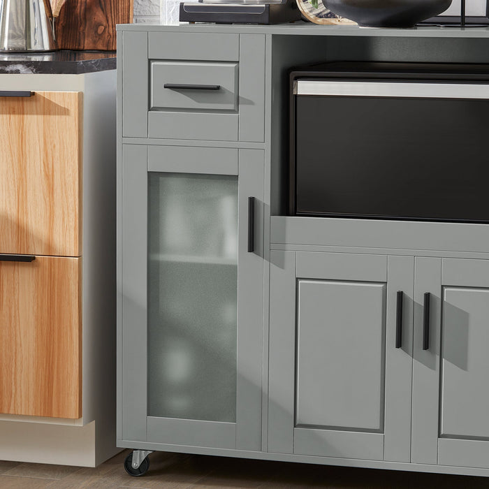Credenza con ruote Mobile per Microonde da Cucina con 1 Cassetto, 3 Ante Armadio cucina 89x40x89cm colore grigio FSB78-HG SoBuy