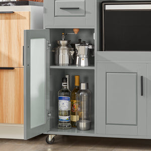 Credenza con ruote Mobile per Microonde da Cucina con 1 Cassetto, 3 Ante Armadio cucina 89x40x89cm colore grigio FSB78-HG SoBuy