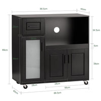 Credenza con ruote Mobile per Microonde da Cucina con 1 Cassetto, 3 Ante Armadio cucina 89x40x89cm colore nero FSB78-SCH SoBuy