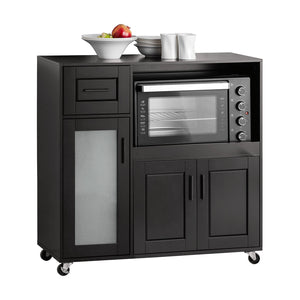 Credenza con ruote Mobile per Microonde da Cucina con 1 Cassetto, 3 Ante Armadio cucina 89x40x89cm colore nero FSB78-SCH SoBuy