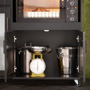 Credenza con ruote Mobile per Microonde da Cucina con 1 Cassetto, 3 Ante Armadio cucina 89x40x89cm colore nero FSB78-SCH SoBuy