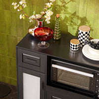 Credenza con ruote Mobile per Microonde da Cucina con 1 Cassetto, 3 Ante Armadio cucina 89x40x89cm colore nero FSB78-SCH SoBuy