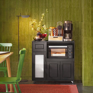 Credenza con ruote Mobile per Microonde da Cucina con 1 Cassetto, 3 Ante Armadio cucina 89x40x89cm colore nero FSB78-SCH SoBuy