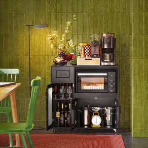 Credenza con ruote Mobile per Microonde da Cucina con 1 Cassetto, 3 Ante Armadio cucina 89x40x89cm colore nero FSB78-SCH SoBuy