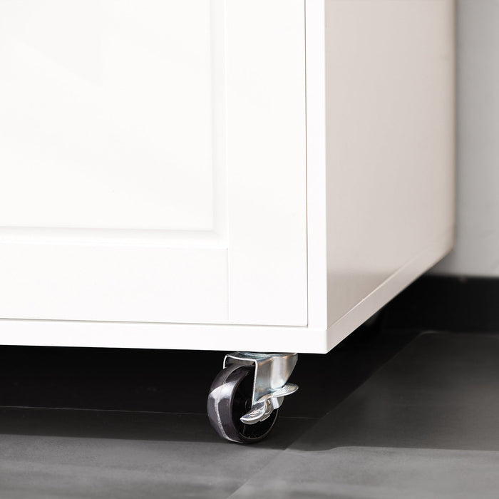 Credenza con ruote Mobile per Microonde da Cucina con 1 Cassetto, 3 Ante Armadio cucina 89x40x89cm coolore bianco FSB78-W SoBuy