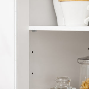 Credenza con ruote Mobile per Microonde da Cucina con 1 Cassetto, 3 Ante Armadio cucina 89x40x89cm coolore bianco FSB78-W SoBuy