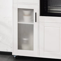 Credenza con ruote Mobile per Microonde da Cucina con 1 Cassetto, 3 Ante Armadio cucina 89x40x89cm coolore bianco FSB78-W SoBuy