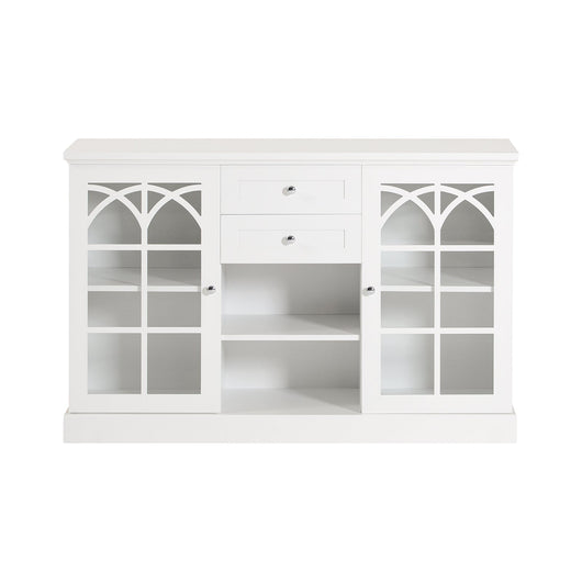 Credenza con 2 ante in vetro e 2 cassetti, Mobile da cucina, Mobile da soggiorno, Buffet, Mobile contenitore, Bianco, 120x39x78cm FSB79-W SoBuy