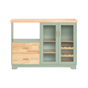 Credenza buffet con 2 ante in vetro Mobile da cucina Mobile microonde 120x40x90cm Verde FSB81-GR SoBuy