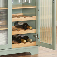 Credenza buffet con 2 ante in vetro Mobile da cucina Mobile microonde 120x40x90cm Verde FSB81-GR SoBuy