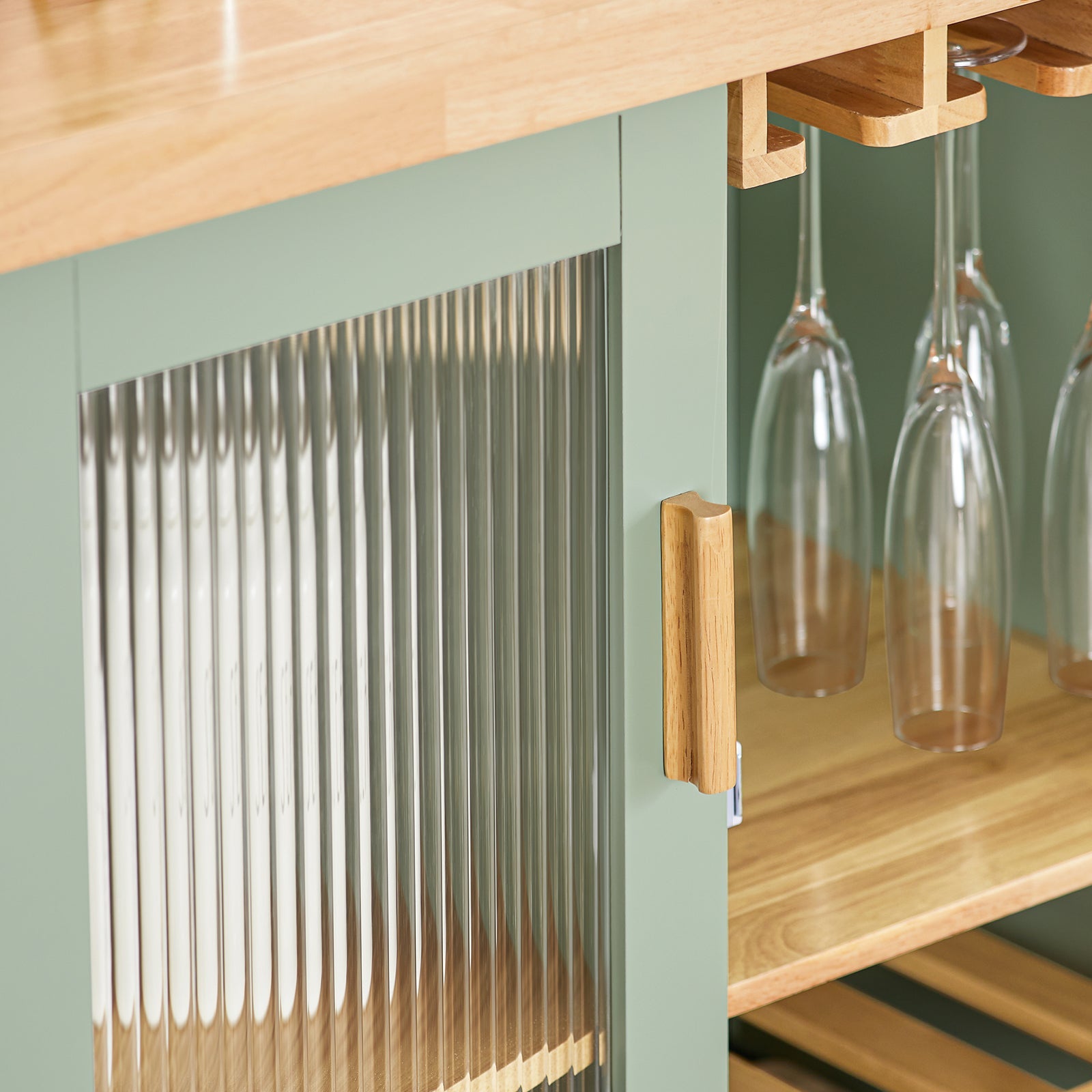 Credenza buffet con 2 ante in vetro Mobile da cucina Mobile microonde 120x40x90cm Verde FSB81-GR SoBuy