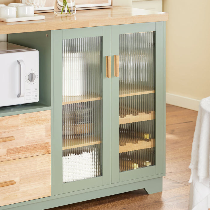 Credenza buffet con 2 ante in vetro Mobile da cucina Mobile microonde 120x40x90cm Verde FSB81-GR SoBuy