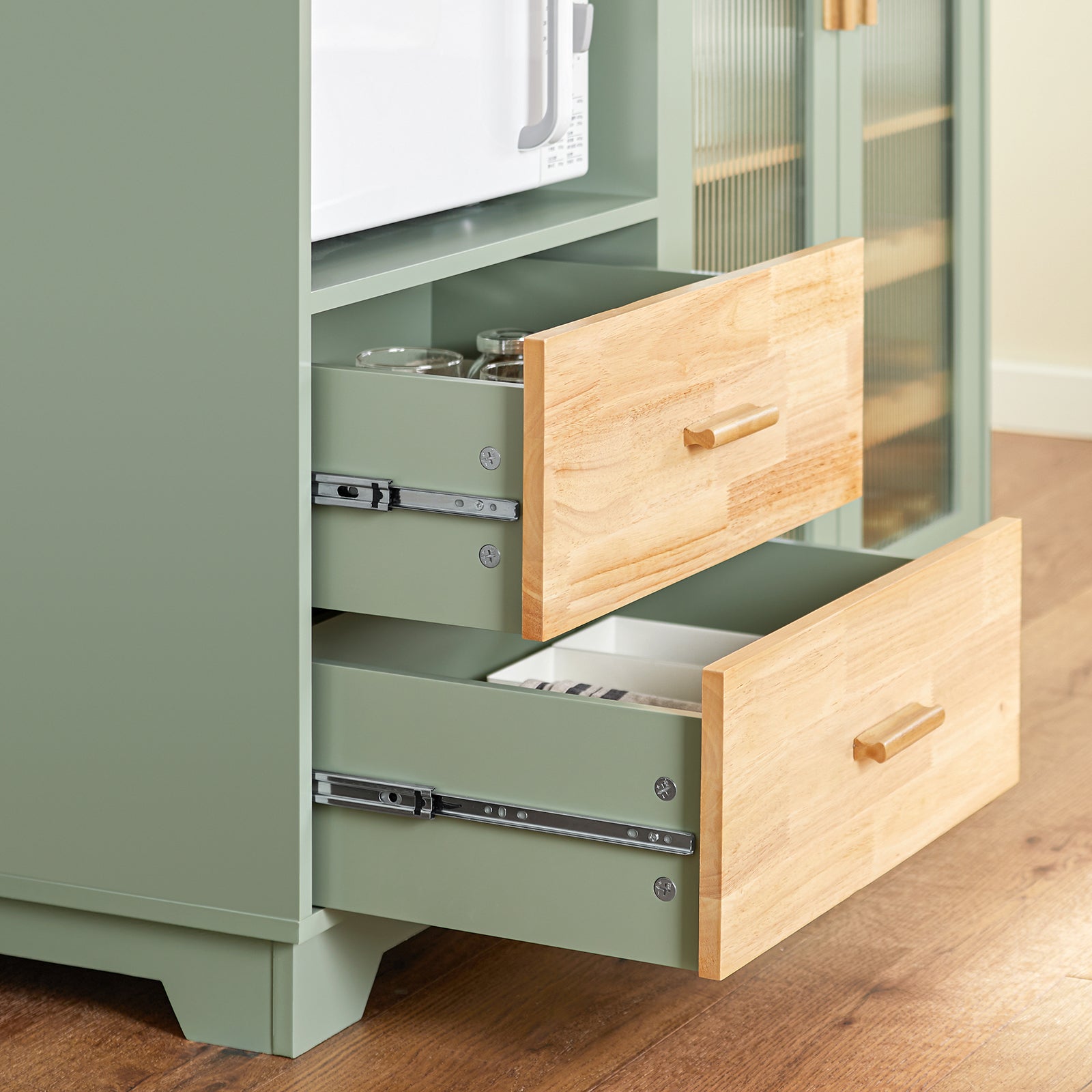 Credenza buffet con 2 ante in vetro Mobile da cucina Mobile microonde 120x40x90cm Verde FSB81-GR SoBuy