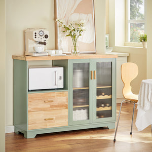 Credenza buffet con 2 ante in vetro Mobile da cucina Mobile microonde 120x40x90cm Verde FSB81-GR SoBuy