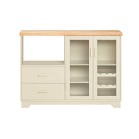 Credenza buffet con 2 ante in vetro Mobile da cucina Mobile microonde 120x40x90cm Beige FSB81-MI SoBuy