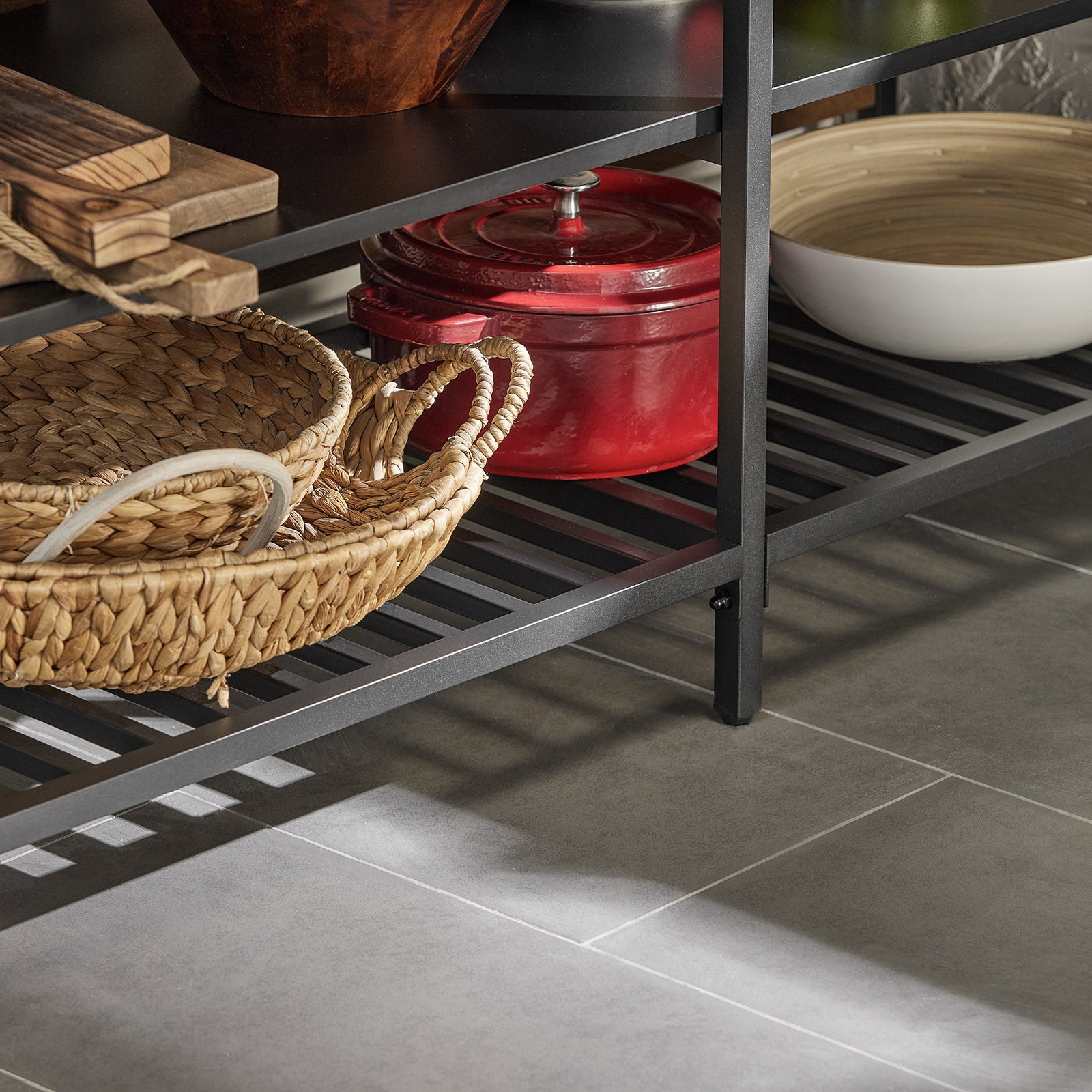 Credenza Isola Cucina Con 1 Cassetto E 5 Ripiani Aperti Cassettiera Credenza Ingresso Tavolo Bar Multifunzionale Stile Vintage 120x45x91cm FSB85-PF SoBuy