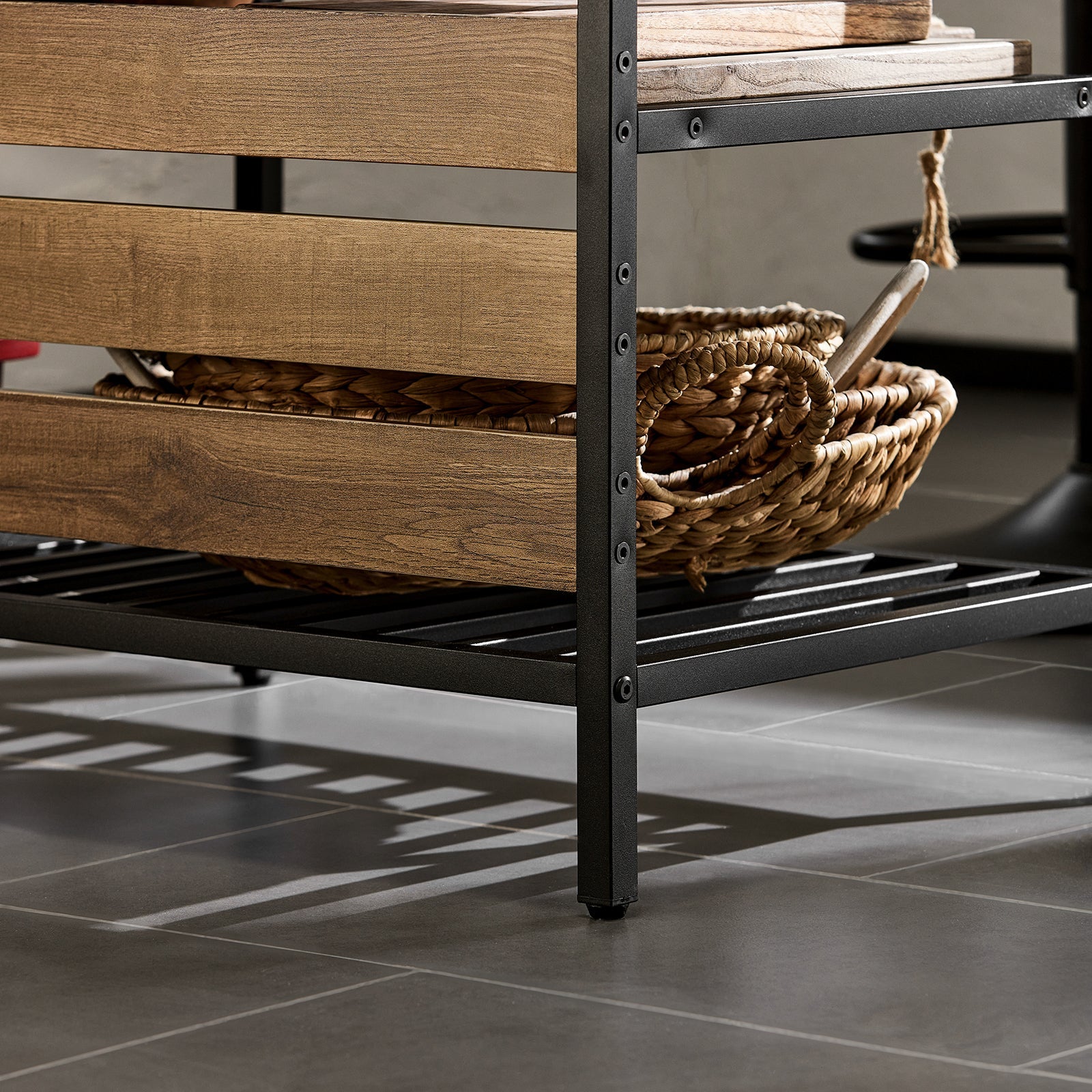 Credenza Isola Cucina Con 1 Cassetto E 5 Ripiani Aperti Cassettiera Credenza Ingresso Tavolo Bar Multifunzionale Stile Vintage 120x45x91cm FSB85-PF SoBuy