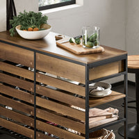 Credenza Isola Cucina Con 1 Cassetto E 5 Ripiani Aperti Cassettiera Credenza Ingresso Tavolo Bar Multifunzionale Stile Vintage 120x45x91cm FSB85-PF SoBuy