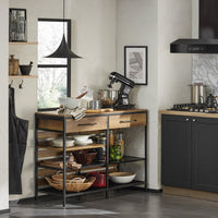 Credenza Isola Cucina Con 1 Cassetto E 5 Ripiani Aperti Cassettiera Credenza Ingresso Tavolo Bar Multifunzionale Stile Vintage 120x45x91cm FSB85-PF SoBuy