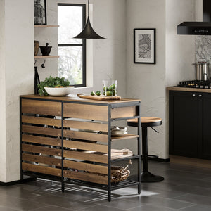 Credenza Isola Cucina Con 1 Cassetto E 5 Ripiani Aperti Cassettiera Credenza Ingresso Tavolo Bar Multifunzionale Stile Vintage 120x45x91cm FSB85-PF SoBuy