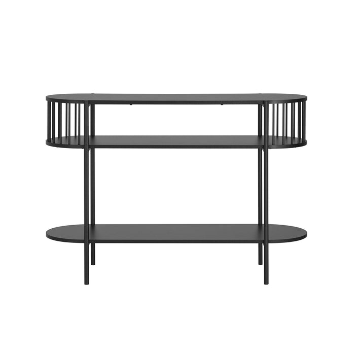 Consolle Tavolo da ingresso Tavolino laterale con 2 ripiani stile industriale Nero 110x39x76cm FSB90-SCH