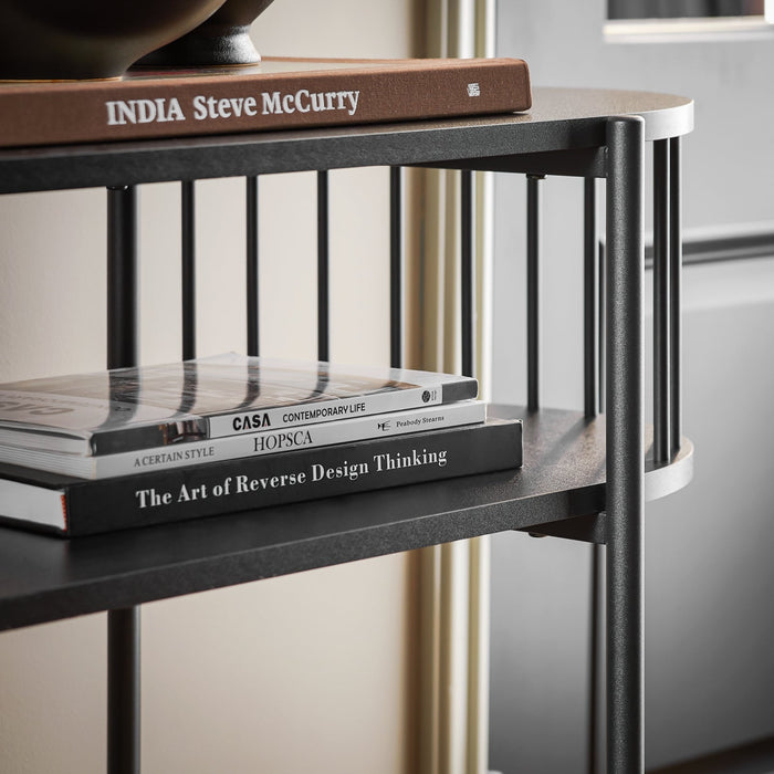 Consolle Tavolo da ingresso Tavolino laterale con 2 ripiani stile industriale Nero 110x39x76cm FSB90-SCH