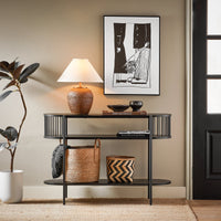 Consolle Tavolo da ingresso Tavolino laterale con 2 ripiani stile industriale Nero 110x39x76cm FSB90-SCH