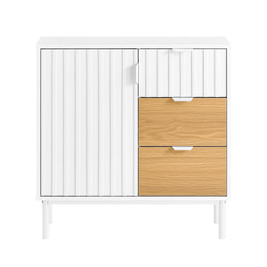 Credenza cucina Credenza Buffet con 3 cassetti Bianco-Naturale 75x35x76cm FSB91-WN