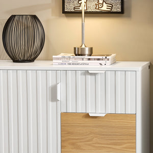 Credenza cucina Credenza Buffet con 3 cassetti Bianco-Naturale 75x35x76cm FSB91-WN