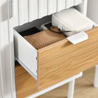 Credenza cucina Credenza Buffet con 3 cassetti Bianco-Naturale 75x35x76cm FSB91-WN