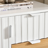 Credenza cucina Credenza Buffet con 3 cassetti Bianco-Naturale 75x35x76cm FSB91-WN