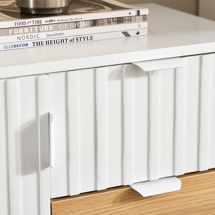 Credenza cucina Credenza Buffet con 3 cassetti Bianco-Naturale 75x35x76cm FSB91-WN