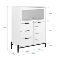 SoBuy Credenza con 3 cassetti e 2 ante, Credenza decorativa, Consolle laterale stretta Bianco 86x40x108cm FSB94-W