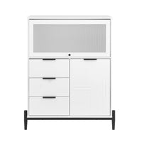 SoBuy Credenza con 3 cassetti e 2 ante, Credenza decorativa, Consolle laterale stretta Bianco 86x40x108cm FSB94-W