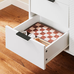 SoBuy Credenza con 3 cassetti e 2 ante, Credenza decorativa, Consolle laterale stretta Bianco 86x40x108cm FSB94-W