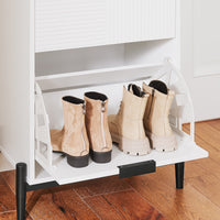 SoBuy Scarpiera con 2 scomparti e 1 anta, Credenza decorativa, Consolle laterale stretta Bianco 59x40x115cm FSB95-W