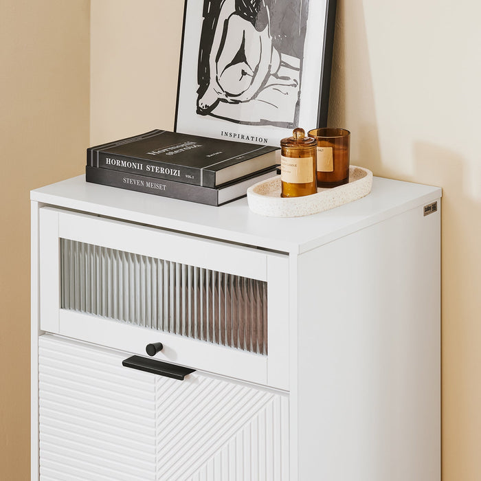 SoBuy Scarpiera con 2 scomparti e 1 anta, Credenza decorativa, Consolle laterale stretta Bianco 59x40x115cm FSB95-W