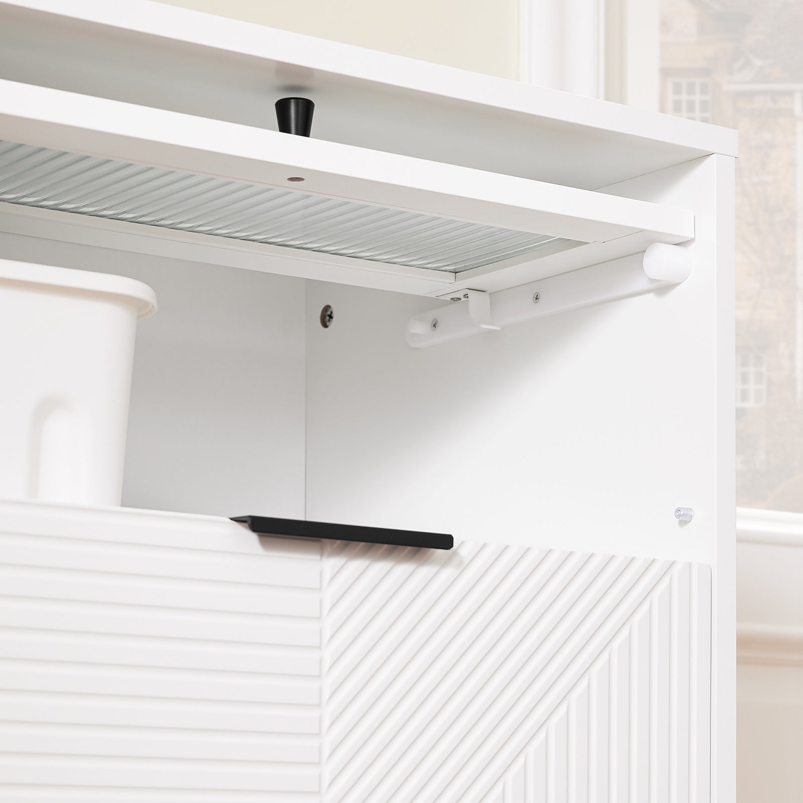 SoBuy Scarpiera con 2 scomparti e 1 anta, Credenza decorativa, Consolle laterale stretta Bianco 59x40x115cm FSB95-W