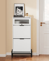 SoBuy Scarpiera con 2 scomparti e 1 anta, Credenza decorativa, Consolle laterale stretta Bianco 59x40x115cm FSB95-W