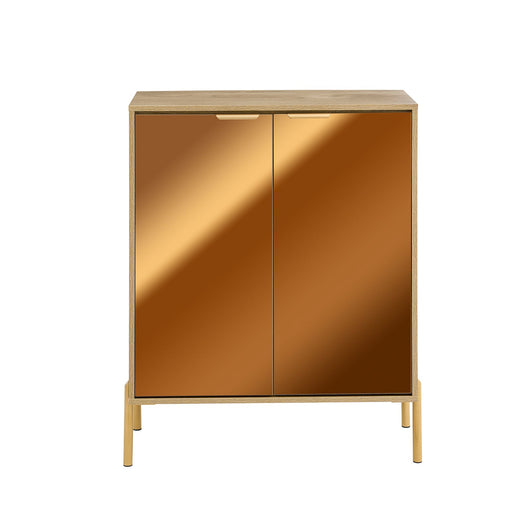 SoBuy Credenza con 2 ante in vetro, Credenza decorativa, Consolle laterale stretta Colore d'oro 83x38x100cm FSB96-G
