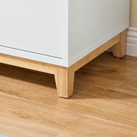 SoBuy Mobile multifunzionale per ingresso, soggiorno e cucina, con 1 cassetto, 1 scomparto e 2 porte, mobile per scarpe e armadio da stoccaggio, Bianco-Naturale L60xP34xA85 cm FSB97-WN