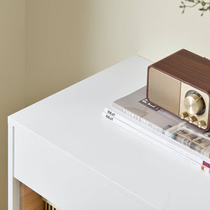 SoBuy Mobile multifunzionale per ingresso, soggiorno e cucina, con 1 cassetto, 1 scomparto e 2 porte, mobile per scarpe e armadio da stoccaggio, Bianco-Naturale L60xP34xA85 cm FSB97-WN