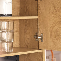 SoBuy Credenza alta da cucina con pegboard Ripiano per microonde e ampio spazio contenitivo Mobile multiuso vintage Naturale 60x40x170 cm FSB98-N