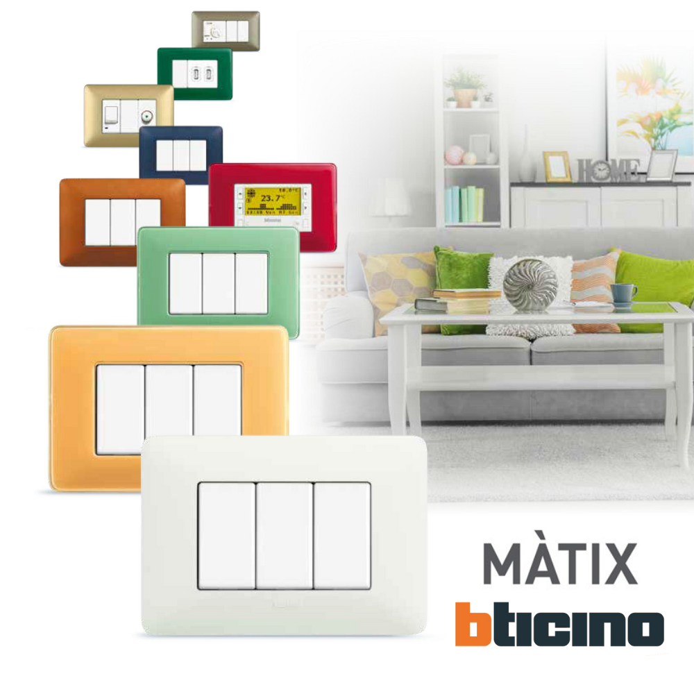 Bticino matix placca 6 posti tecnopolimero colorata am4806 pezzi 2 *** colore silver, confezione 1