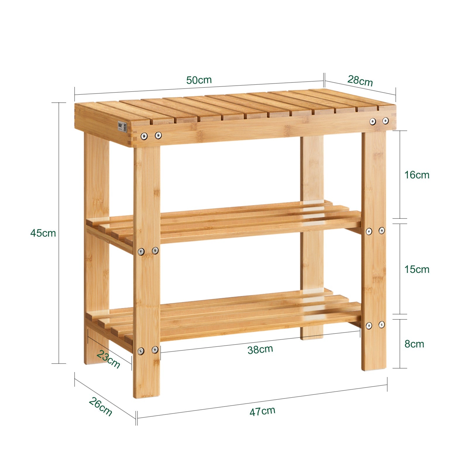 Portascarpe, scarpiera da ingresso, bambù, ,Anti-scivolo,FSR02-K-N, IT